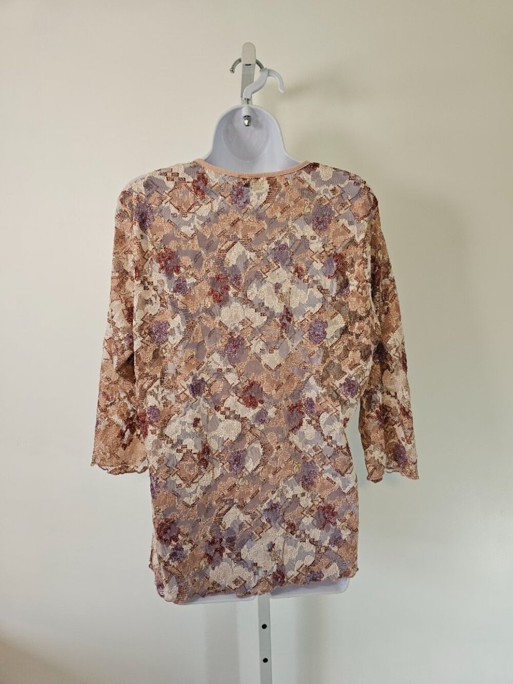 Vintage Dressbarn Blouse Lace Sheer Whimsical Floral Pink Purple 2XL - Picture 3 of 7